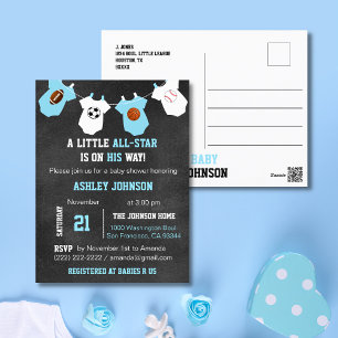 Chalkboard Sports Little ALL-STAR Baby shower Briefkaart