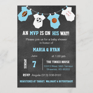 Chalkboard Sportthema Baby Shower-uitnodigingen Kaart