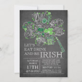 Chalkboard St. Patrick's Day Bash Dinner Party Kaart (Voorkant)