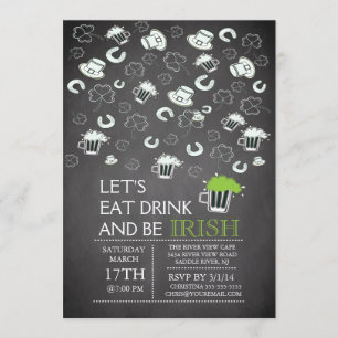 Chalkboard St Patrick's Day Party Invitation Kaart