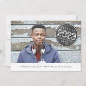 Chalkboard Stamp Photo Graduparty Kaart (Voorkant)