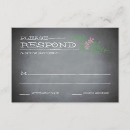 Chalkboard Stencil Roze Reactie RSVP Kaartje