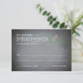 Chalkboard Stencil Roze Reactie RSVP Kaartje (Staand voorkant)