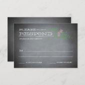 Chalkboard Stencil Roze Reactie RSVP Kaartje (Voorkant / Achterkant)