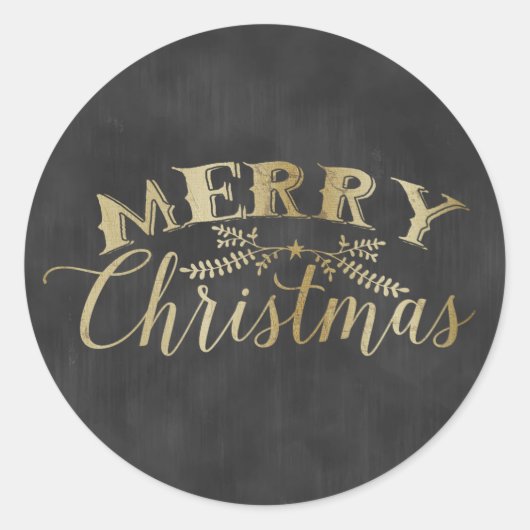 Chalkboard Sticker Gold Merry kerst (Voorkant)