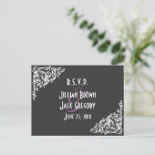 Chalkboard stijl bruiloft RSVP Uitnodiging Briefkaart (Staand voorkant)