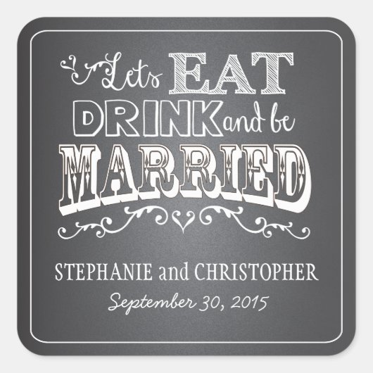 Chalkboard stijl gepersonaliseerde gunst Stickers (Voorkant)