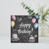 Chalkboard stijl verjaardagsontwerp kaart (Staand voorkant)