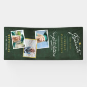 Chalkboard Stijlvol Script 3 Foto Graduation Party Spandoek (Horizontaal)