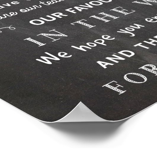 Chalkboard string lampjes - dank je bruiloft poster (Hoek)