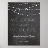 Chalkboard string lampjes Welkom trouwbord Poster (Voorkant)