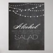 Chalkboard string licht Alcohol omdat bruiloft Poster (Voorkant)