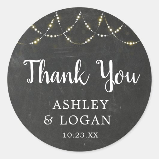 Chalkboard String Licht Bruiloft Favor Sticker (Voorkant)