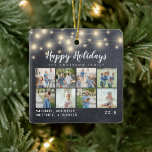 Chalkboard String Lights 8 Photo Holiday Keramisch Ornament