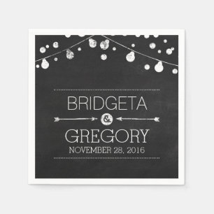 Chalkboard String Lights Rustieke bruiloft Servet