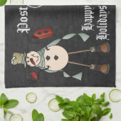 Chalkboard Style Blue Snowman Briefkaart Design Theedoek (Gevouwen)