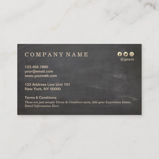 Chalkboard Style Elegant Monogram Loyalty Card Visitekaartje (Achterkant)