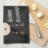 Chalkboard Style Green Snowman Briefkaart Design Theedoek (Quarter Fold)