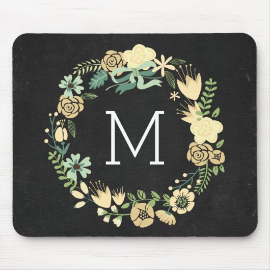Chalkboard Style Monogram Mousepad Muismat (Voorkant)