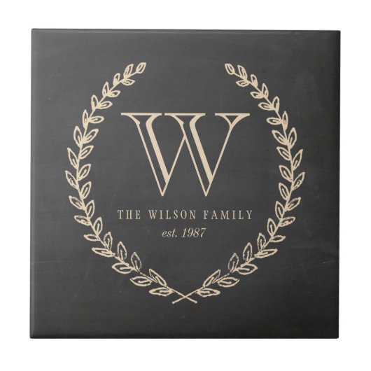Chalkboard Style Monogram Tegeltje (Voorkant)