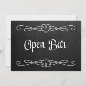 Chalkboard Style "Open Bar" Weddenschap Kaart (Voorkant)