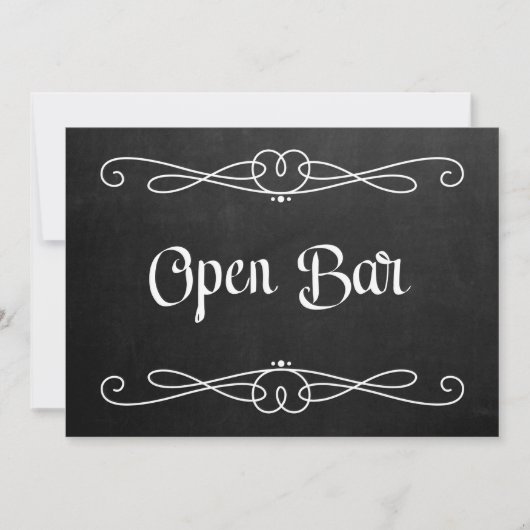 Chalkboard Style "Open Bar" Weddenschap Kaart (Voorkant)