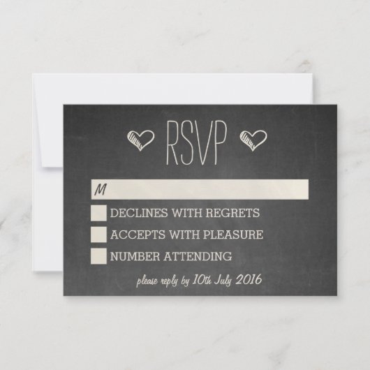 Chalkboard Style RSVP (Voorkant)
