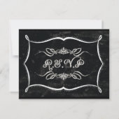 Chalkboard Style Rustic Swirl Typographic Invites RSVP Kaartje (Achterkant)