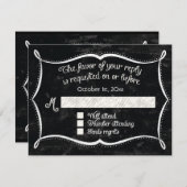 Chalkboard Style Rustic Swirl Typographic Invites RSVP Kaartje (Voorkant / Achterkant)