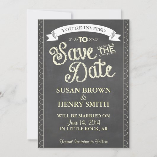 Chalkboard Style SLA DE DATUM OP Save The Date (Voorkant)