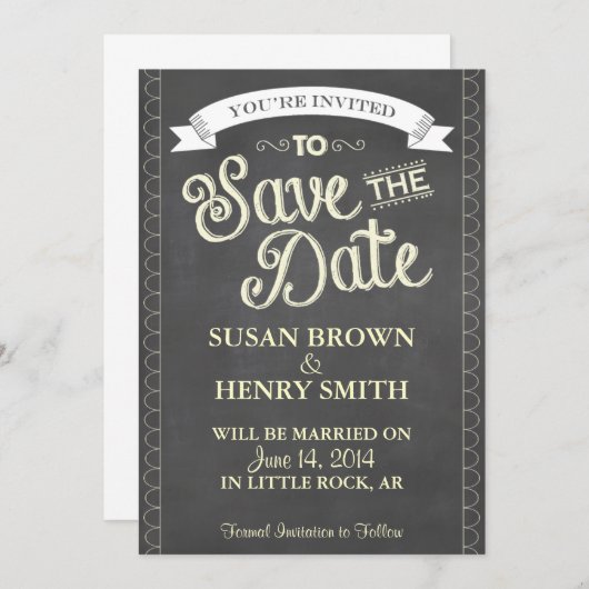 Chalkboard Style SLA DE DATUM OP Save The Date (Voorkant / Achterkant)