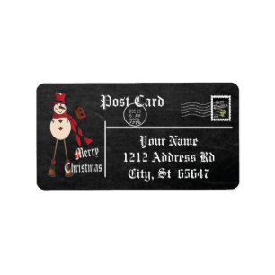 Chalkboard Style Snowan Etiket