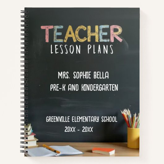 Chalkboard-Style Teacher Lesson Planner Notitieboek (Voorkant)