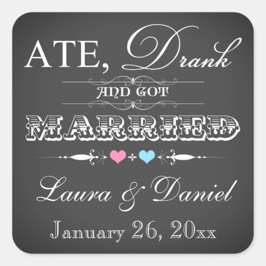  Chalkboard Style Wedding Favor Sticker (Voorkant)