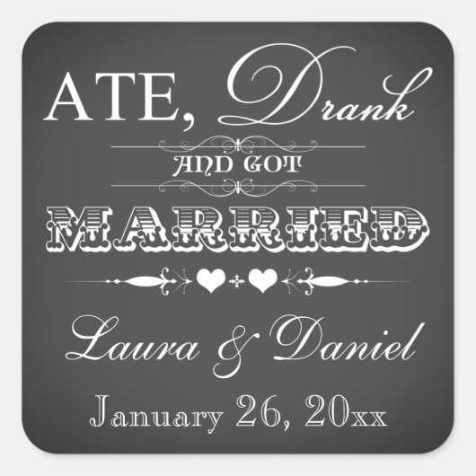  Chalkboard Style Wedding Favor Sticker (Voorkant)
