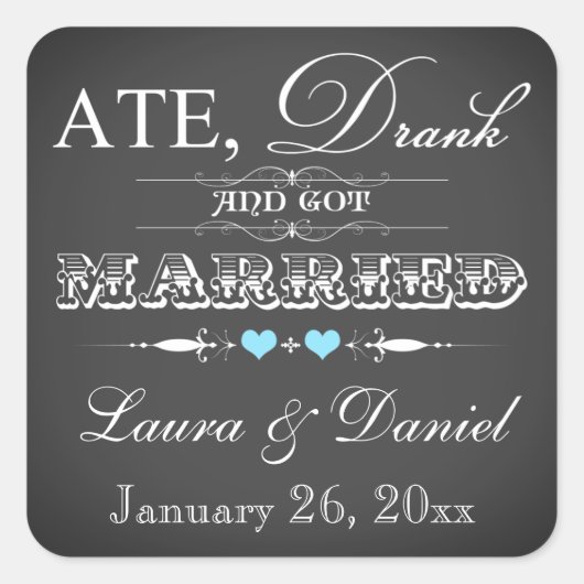  Chalkboard Style Wedding Favor Sticker (Voorkant)