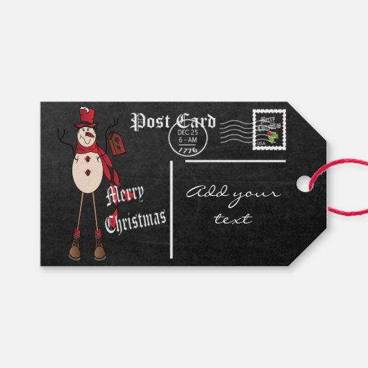 Chalkboard Styled Snowman Briefkaart Cadeaulabel (Voorkant (Horizontaal))