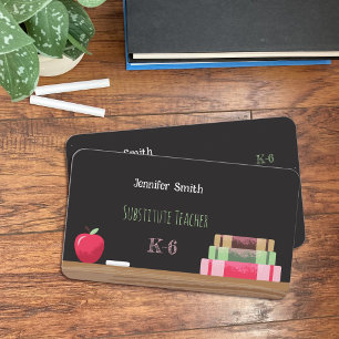 Chalkboard Substitute docent Rond Contact Kaart Visitekaartje