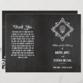 Chalkboard Sugar Skull Flourish Wedding Programmes (Devant / Derrière)