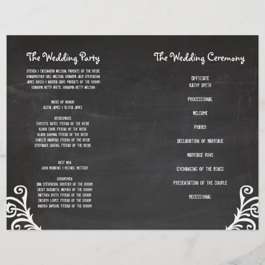 Chalkboard Sugar Skull Flourish Wedding Programs (Achterkant)