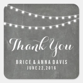 Chalkboard Summer String Light Wedding Dank u Vierkante Sticker