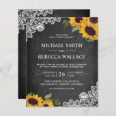 Chalkboard Sunflower Budget Weddenschap (Voorkant / Achterkant)