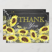 Chalkboard Sunflower Rustique Merci moderne (Devant / Derrière)