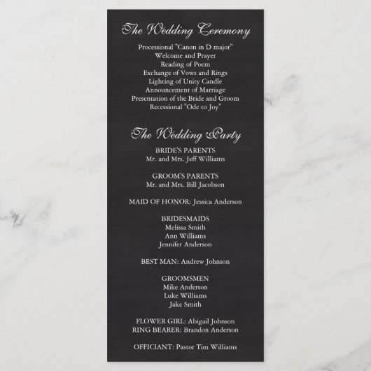 Chalkboard Sunflower Swirls Wedding Program Programma (Achterkant)