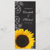 Chalkboard Sunflower Swirls Wedding Program Programma (Voorkant)
