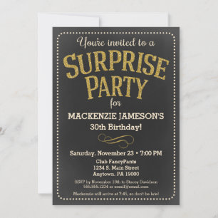 Chalkboard Surprise Party Invitation Homme ou Femm