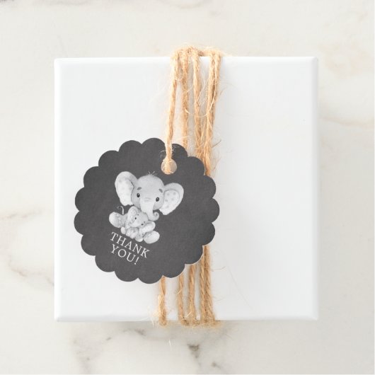 Chalkboard Sweet Elephant Baby shower Favor Gift Bedankjes Labels (In situ)