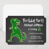 Chalkboard T-Rex Dinosaur Birthday Invitations Kaart (Voorkant / Achterkant)
