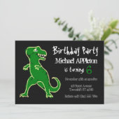 Chalkboard T-Rex Dinosaur Birthday Invitations Kaart (Staand voorkant)