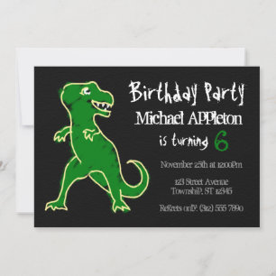 Chalkboard T-Rex Dinosaur Birthday Invitations Kaart